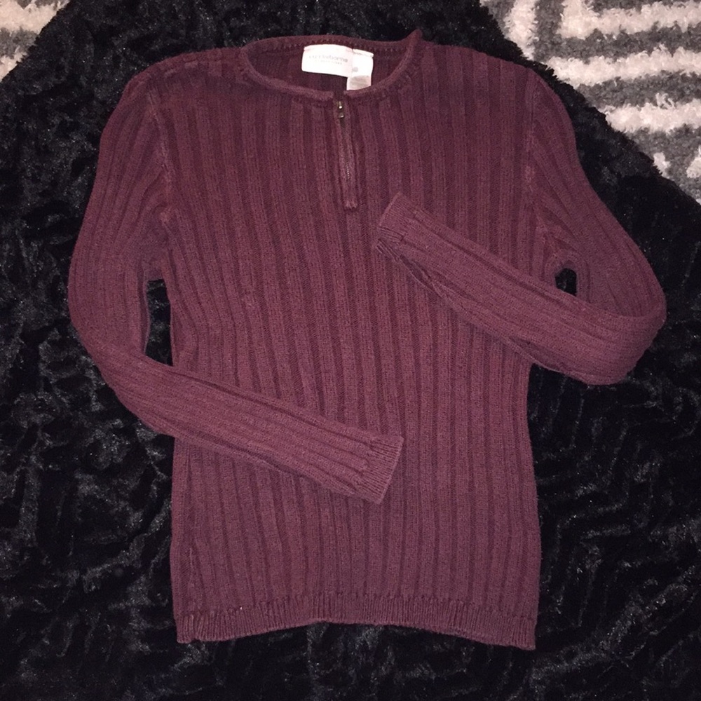 Liz Claiborne purple sweater szS zip at neck